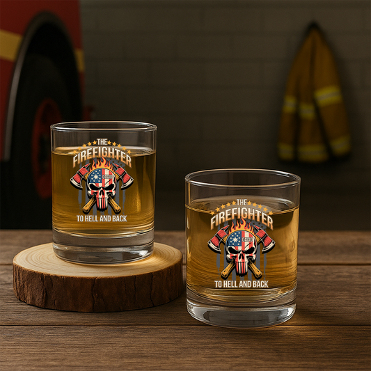 Personalized The Firefighter To Hell And Back Decanter Set, Gift For Fireman, First Responder Gift TNN032