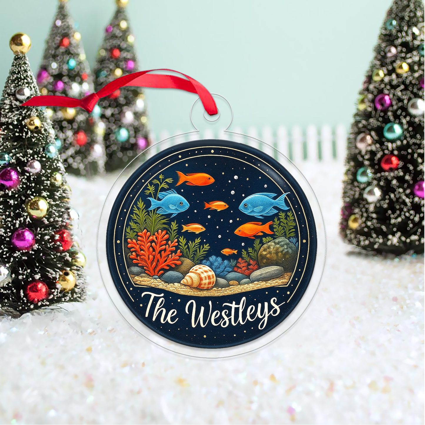 Personalized Dark Ocean Christmas Ornament, Personalized Under the Sea Ocean Ornaments, Holiday Gift, Marine Gift