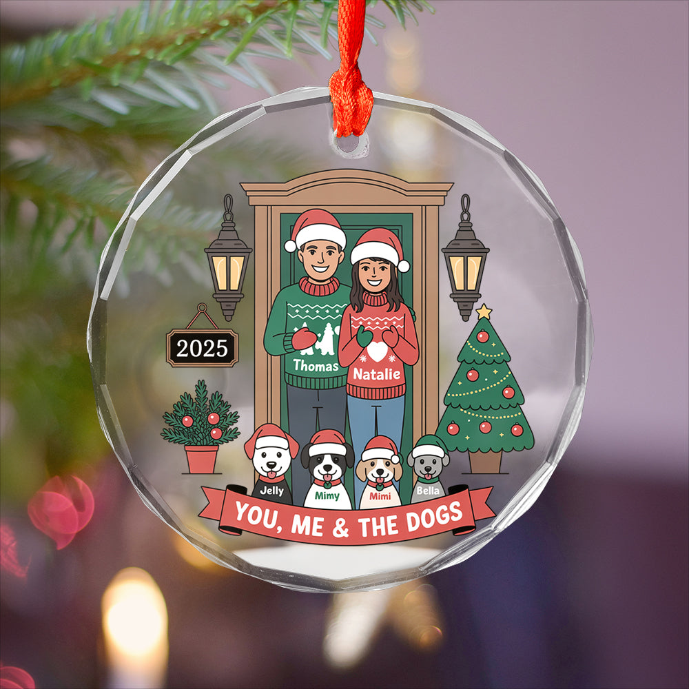 Personalized Farmhouse Couple Christmas Ornament with Optional Pet Dog Cat
