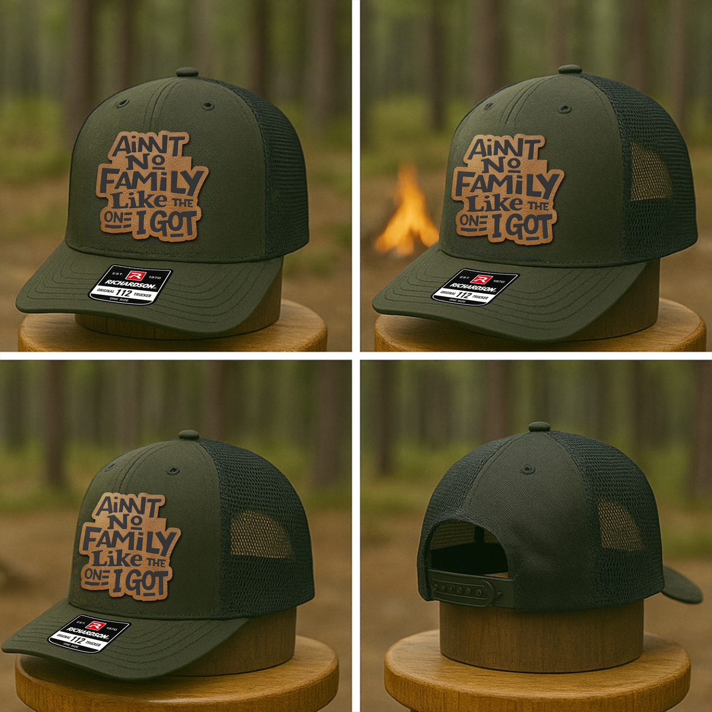Family Trucker Hat – “Ain’t No Family Like the One I Got” Rustic Patch Cap for Reunions & Everyday Wear VHA163
