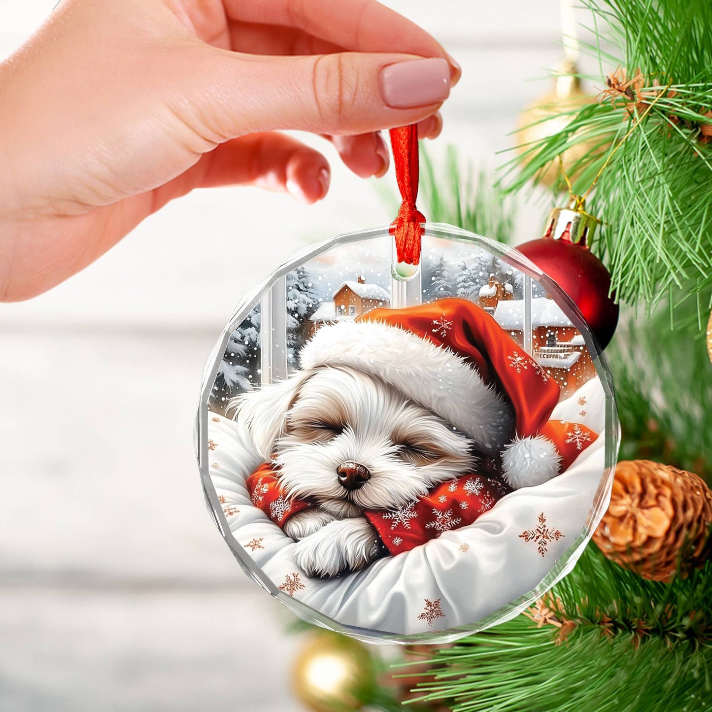 Maltese Dog Sleeping In Bed Design 3