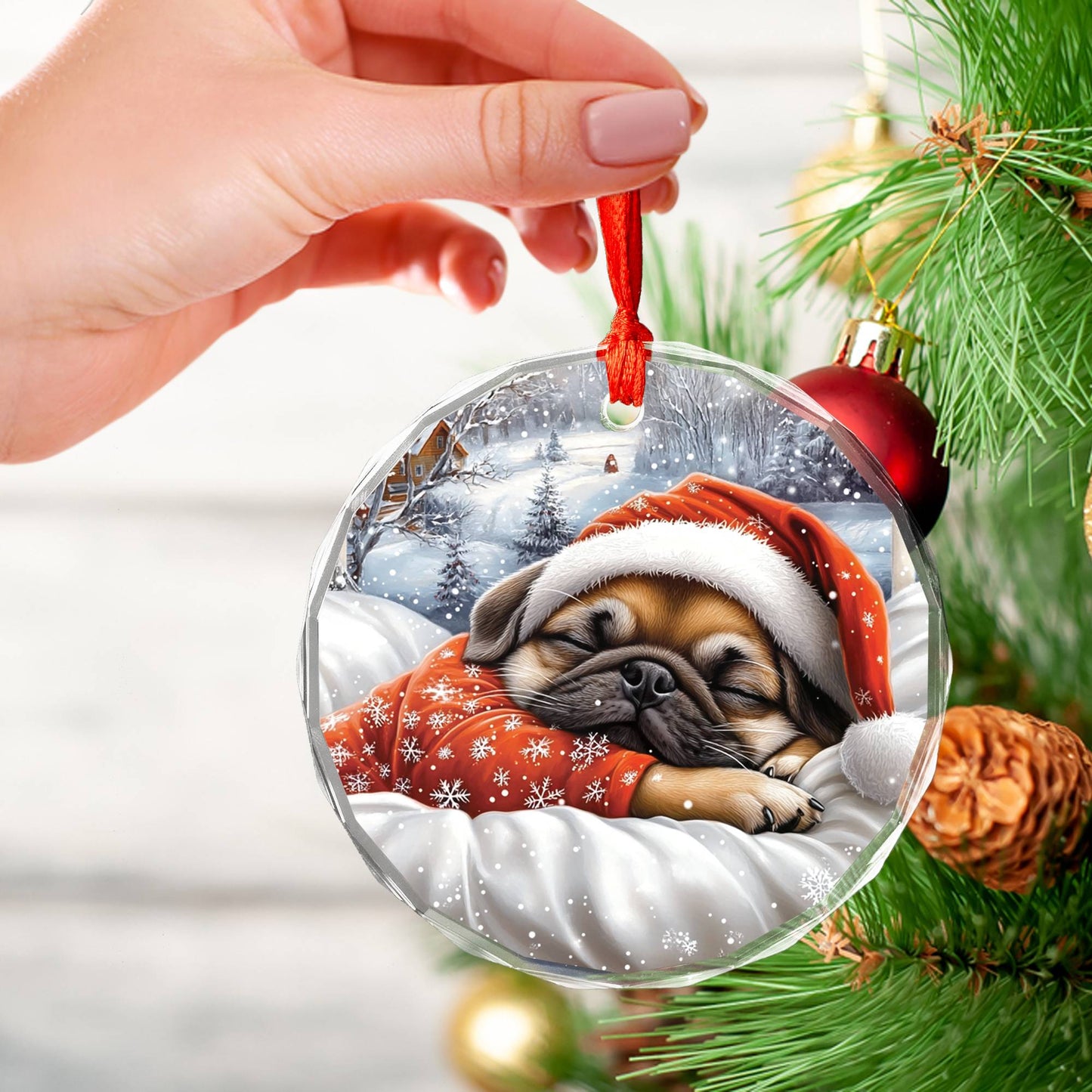 Pug Dog Sleeping In Bed Design 3