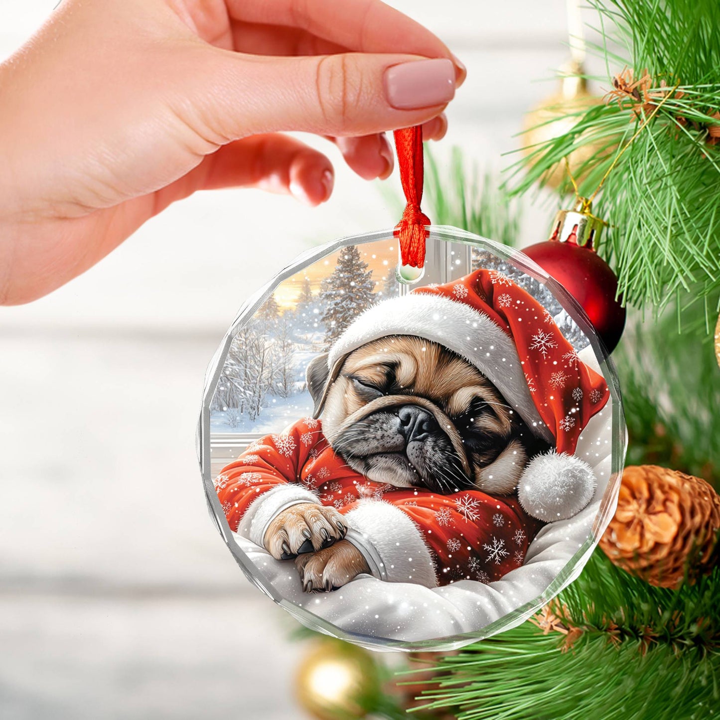 Pug Dog Sleeping In Bed Design 1