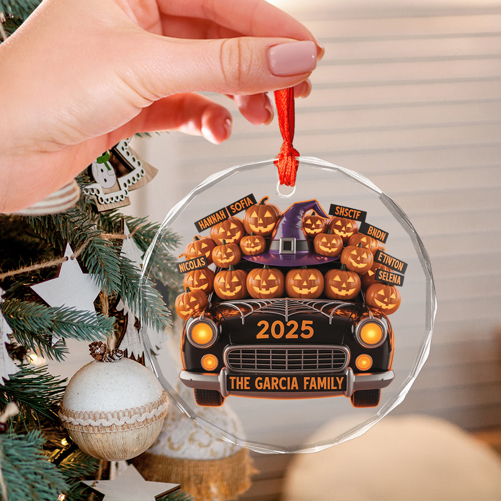 A Spooky Ride With Your Family Names, Personalized Ornament