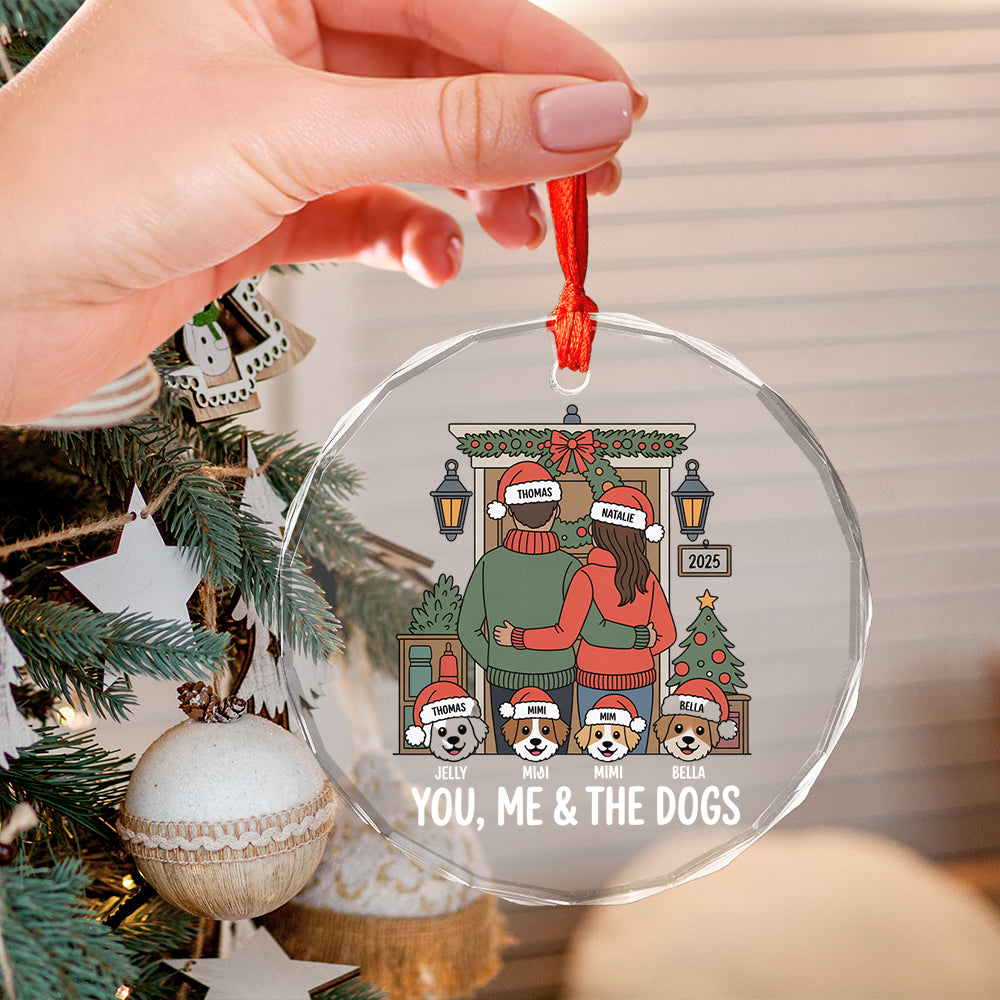 Personalized Farmhouse Couple Christmas Ornament with Optional Pet Dog Cat2