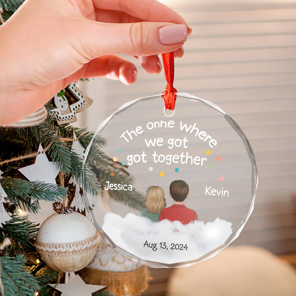 The One Where We Got Married - Personalized Circle Glass Ornament