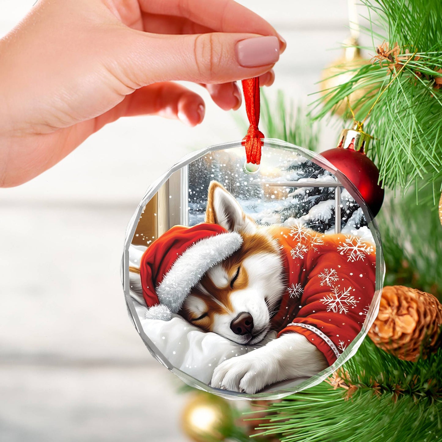 Siberian Husky Dog Sleeping In Bed Design 1