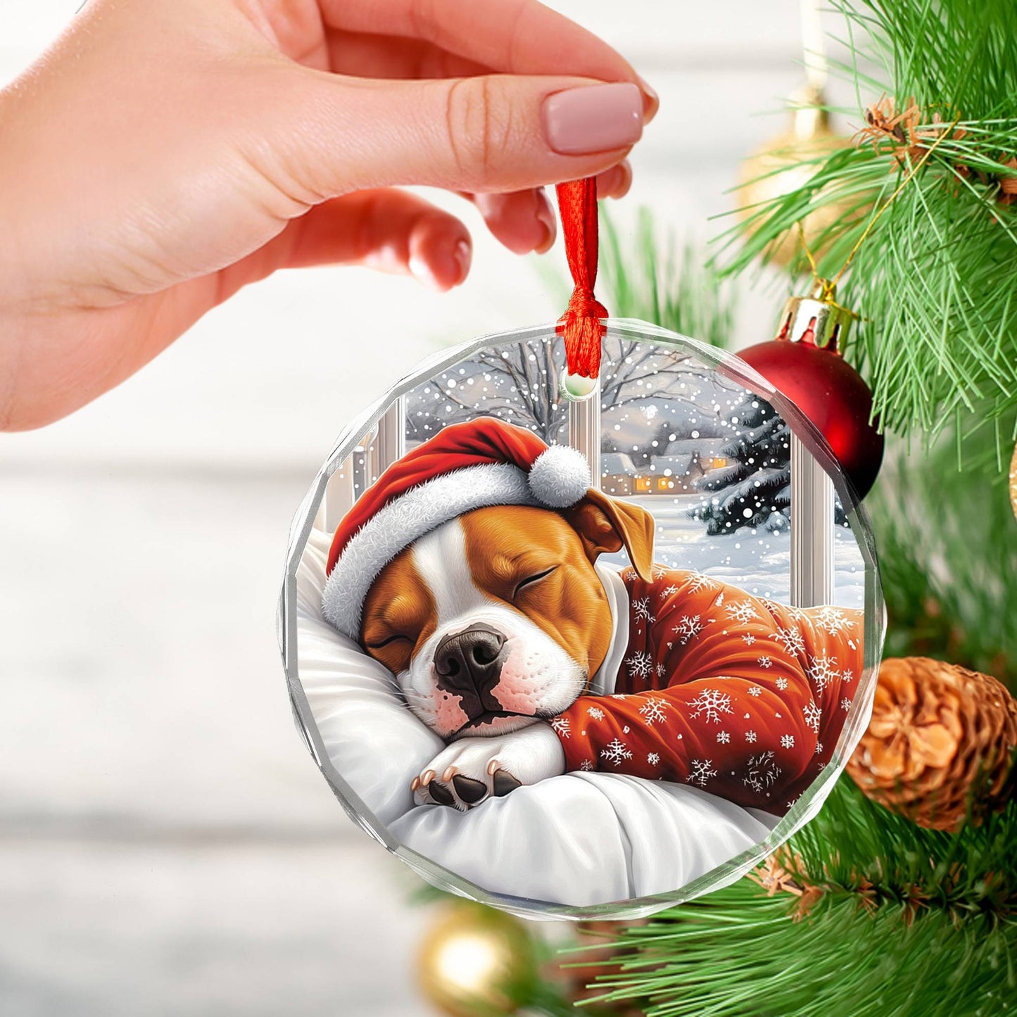 Staffordshire Bull Terrier Dog Sleeping In Bed Design 2