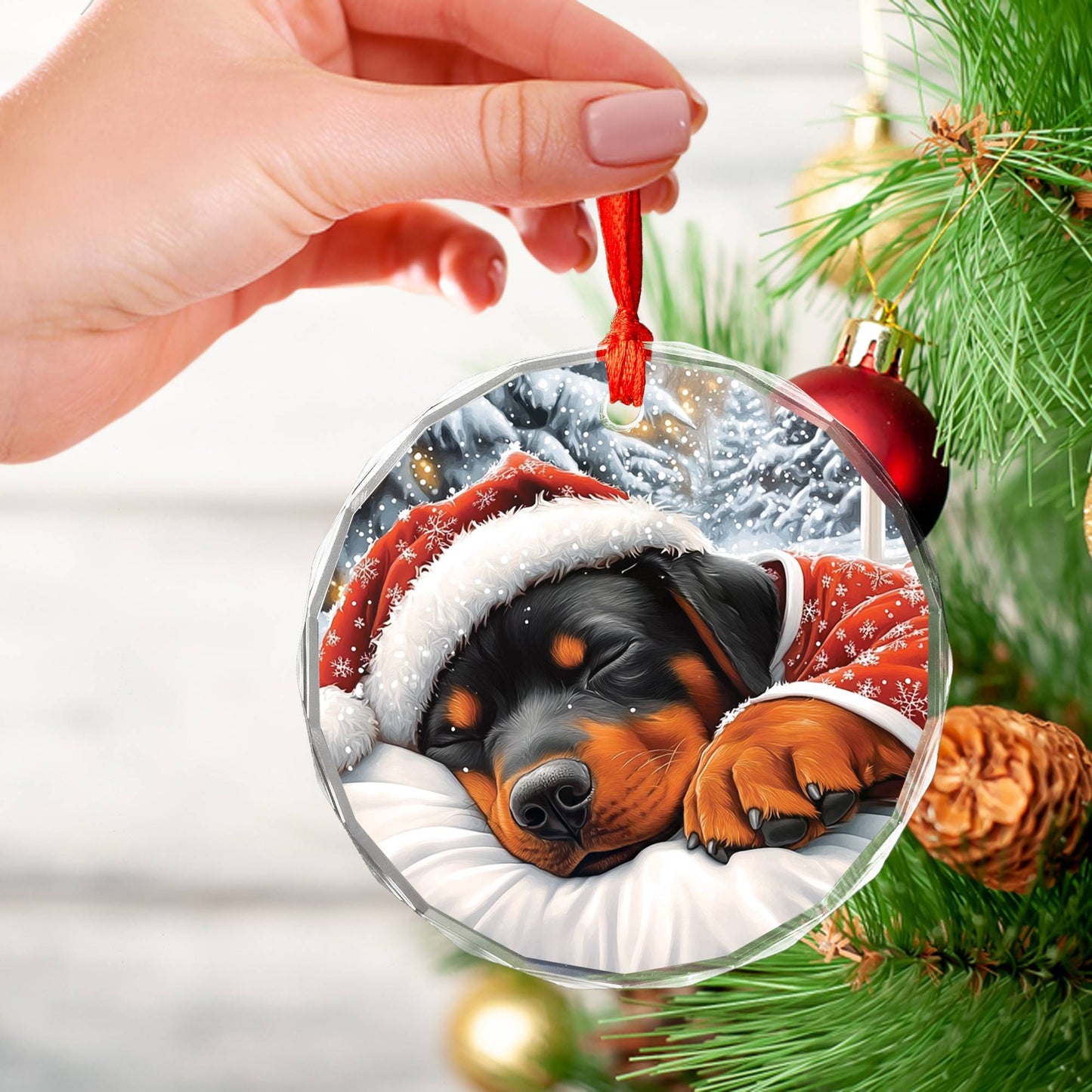 Rottweiler Dog Sleeping In Bed Design 2