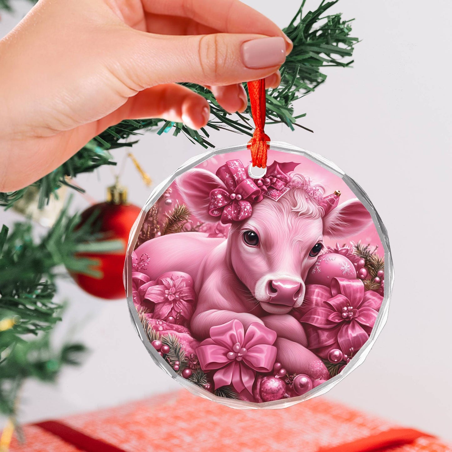 Jersey Cow Pink Christmas Design