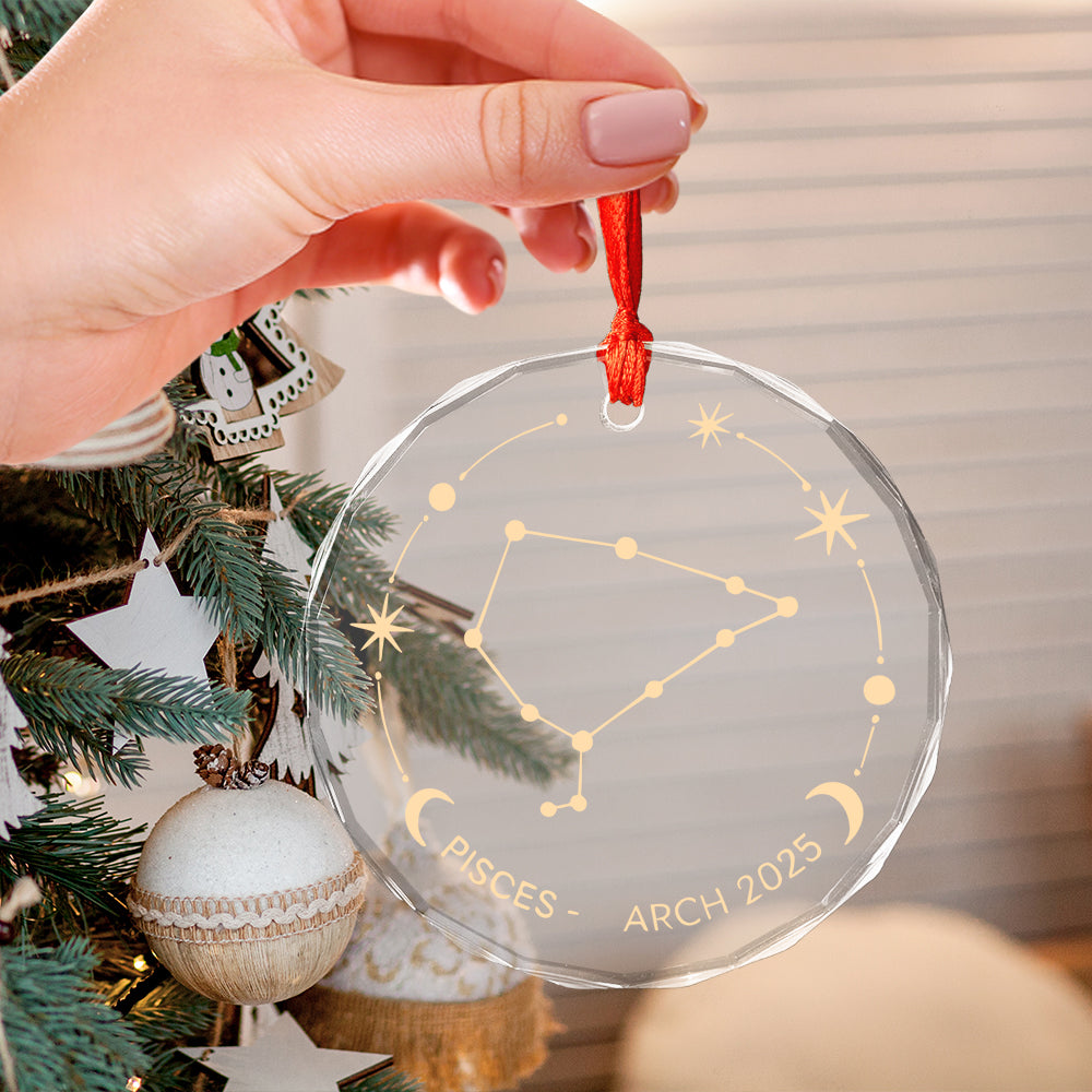 Zodiac signs glass ornament