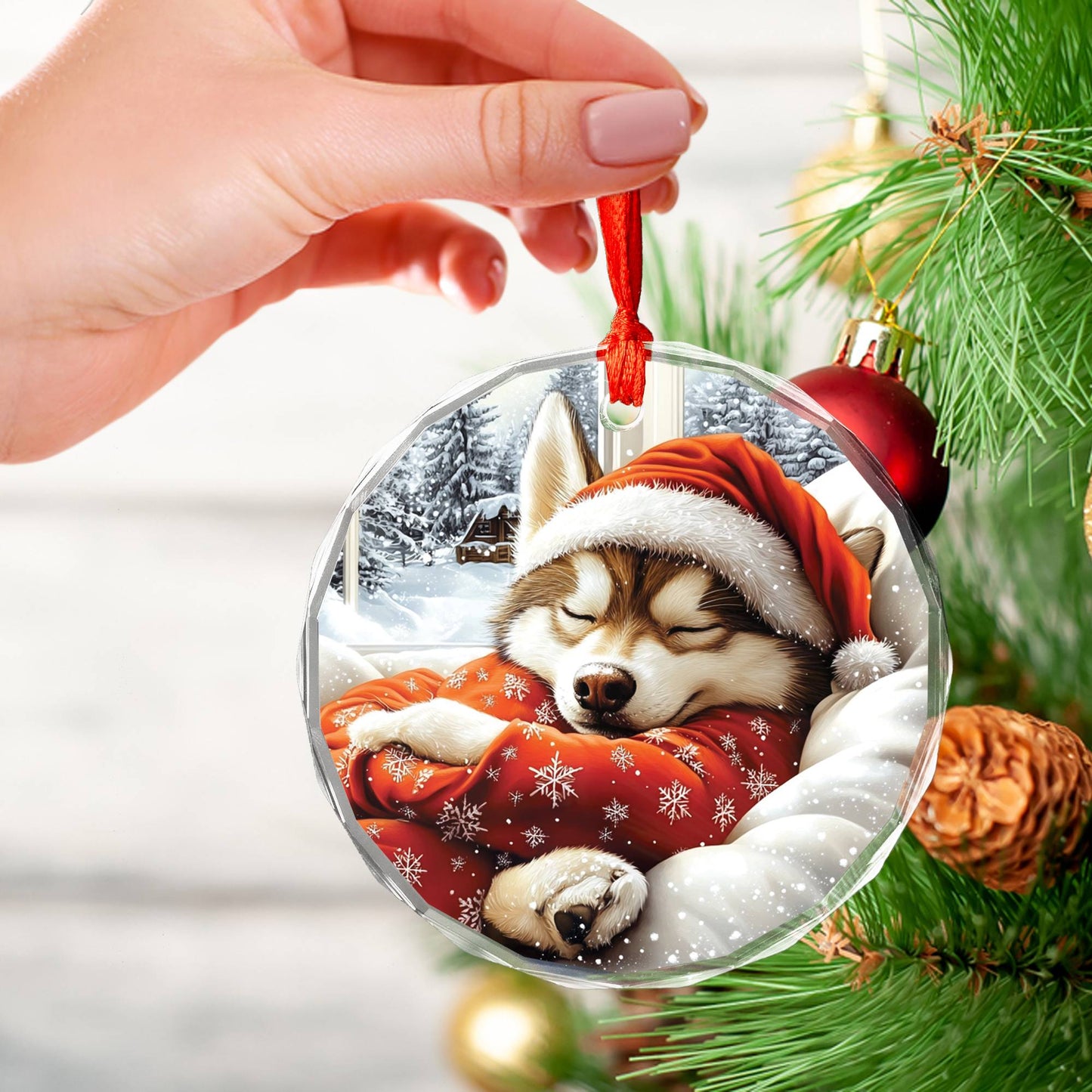 Siberian Husky Dog Alpaca Sleeping In Bed Design 4