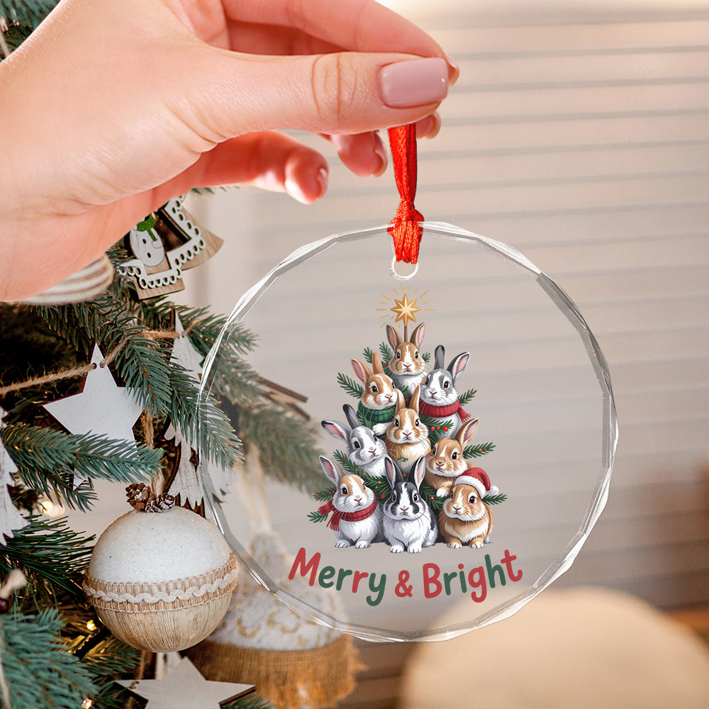 Bunny Xmas Glass Ornament3