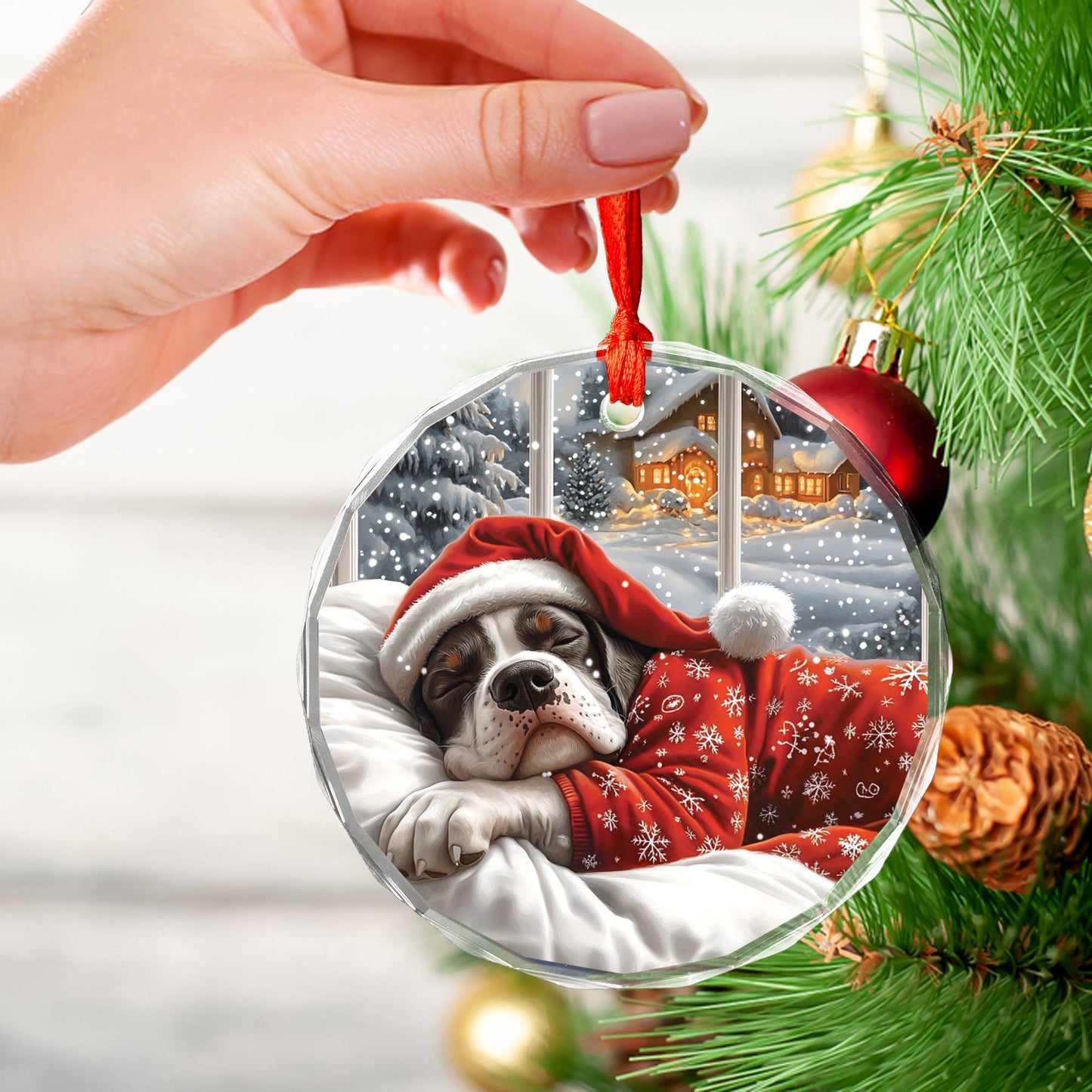 Great Dane Dog Sleeping In Bed Design 1