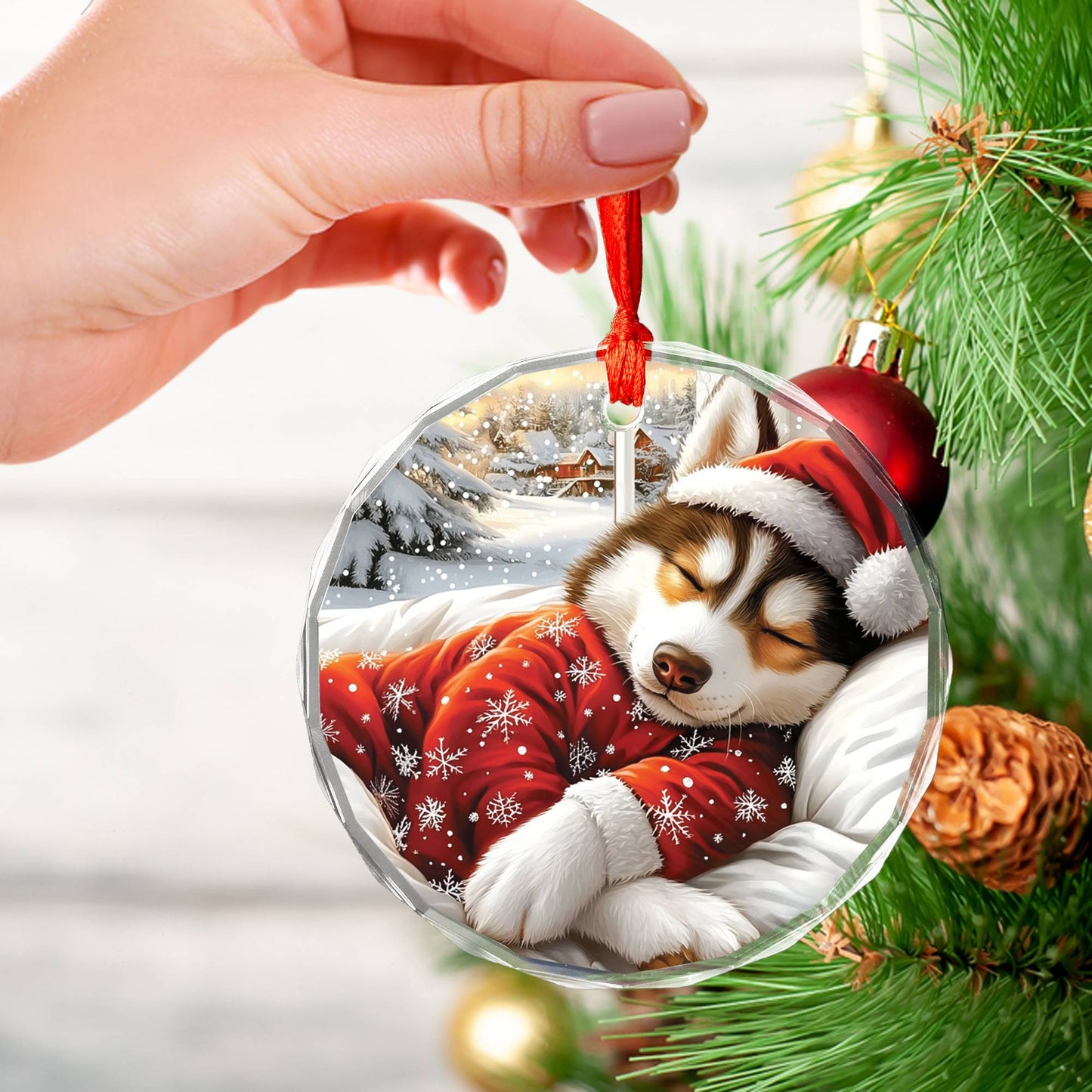 Siberian Husky Dog Sleeping In Bed Design 2