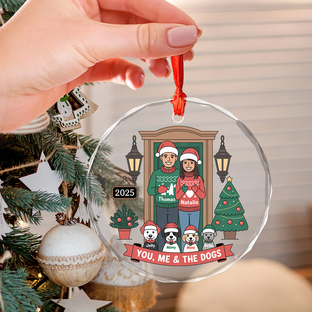 Personalized Farmhouse Couple Christmas Ornament with Optional Pet Dog Cat