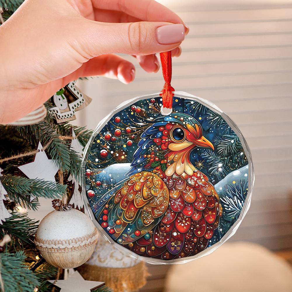 Beautiful Dove Christmas Night Design 2 Glass Ornament
