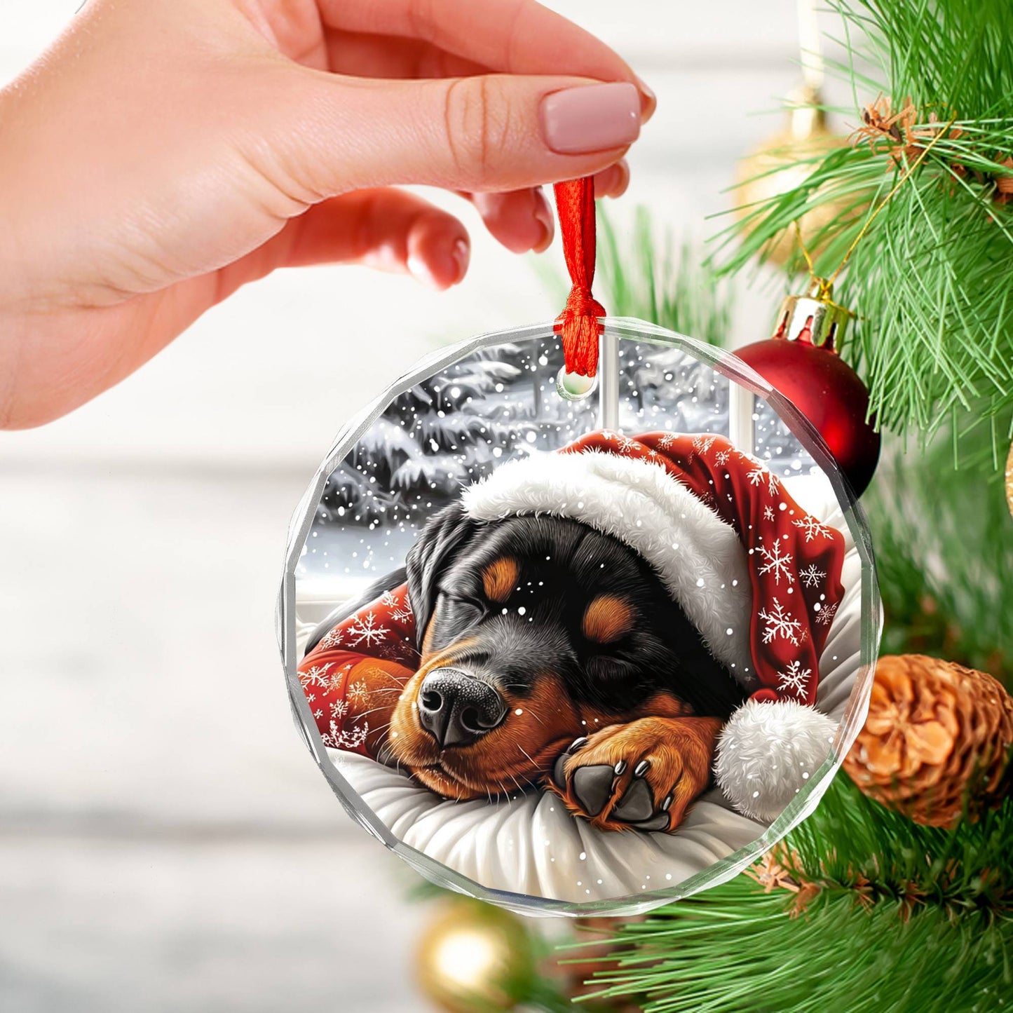 Rottweiler Dog Sleeping In Bed Design 3