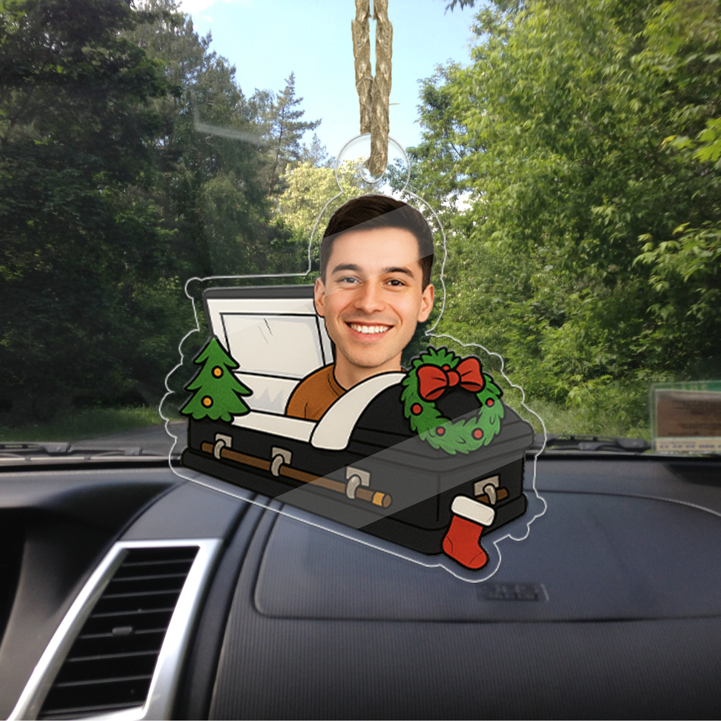 Custom Photo Casket Ornament, Funny Ornament, Acrylic Picture Ornament, Xmas Hanging Ornament Gift