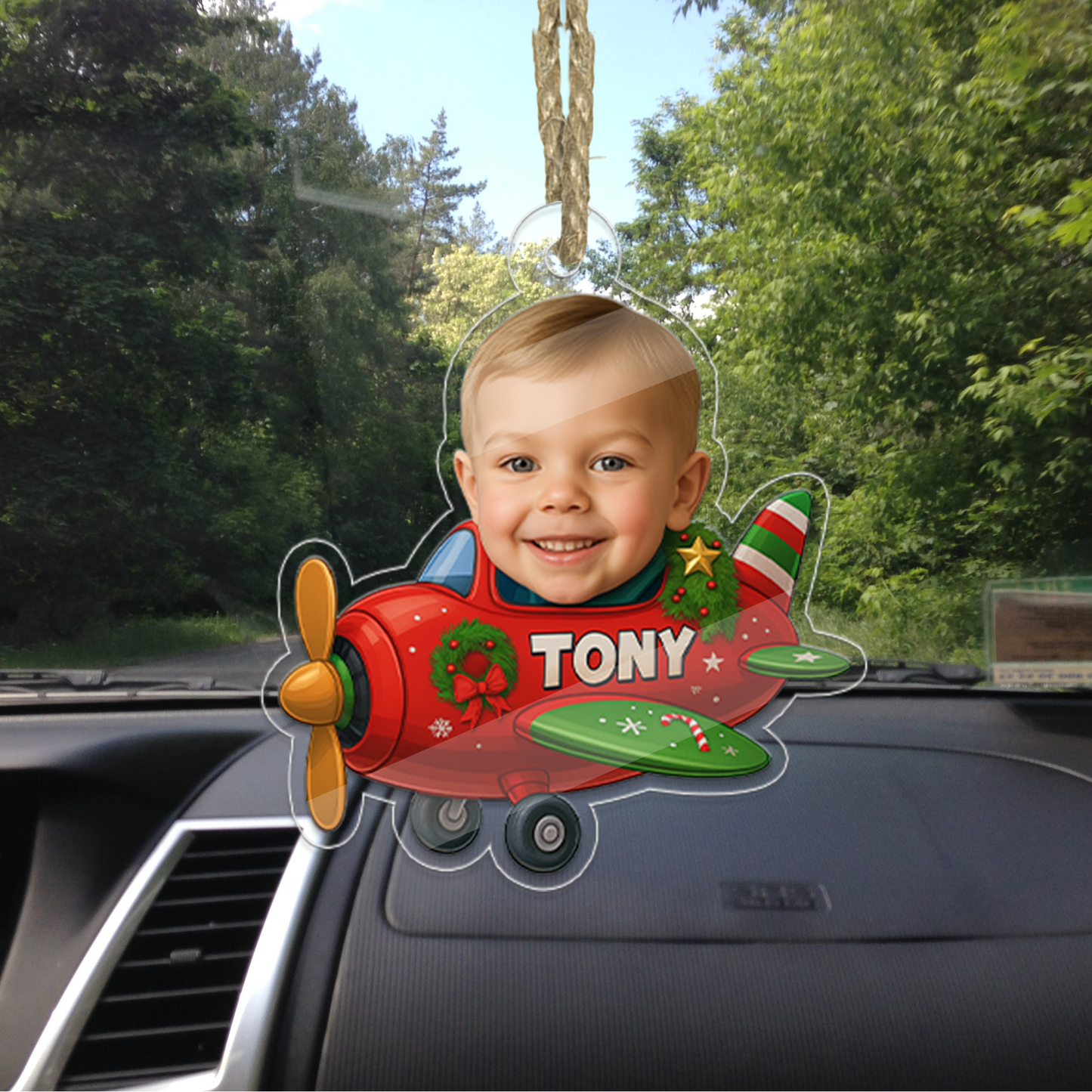 Custom Photo Baby Face In Helicopter Ornament, Personalized Portrait Pilot Ornament, Photo Car Ornament, Custom Baby Gift, Funny Ornament