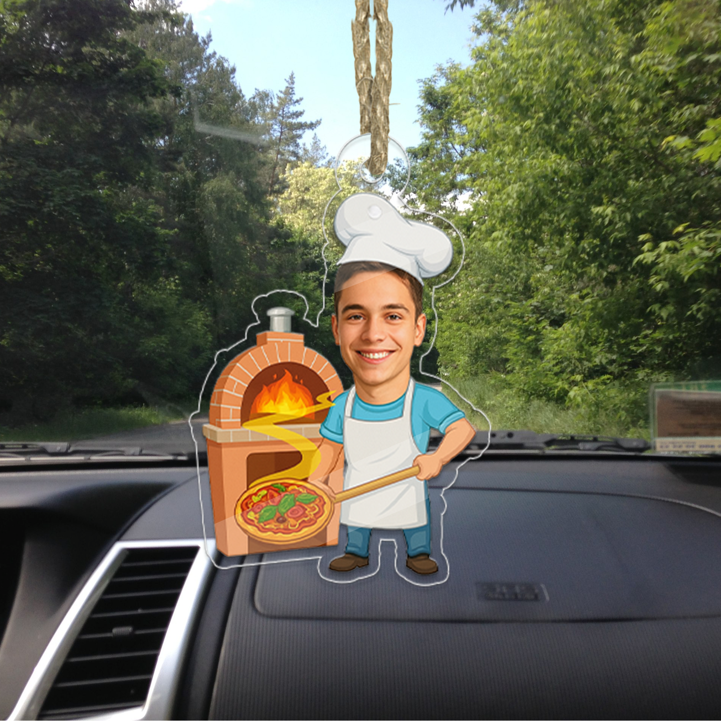 Custom Photo Pizza Maker Ornament, Personalized Photo Baker Portrait, Pizza Lovers Christmas Ornament