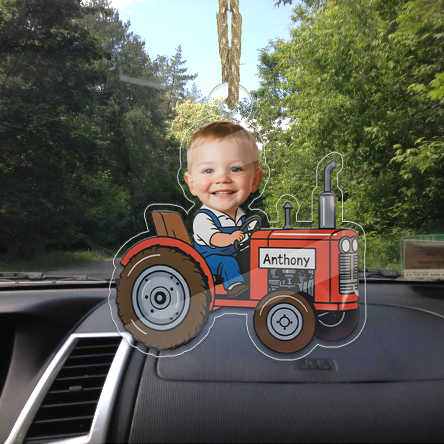 Custom Farmer Baby Face Photo Ornament, Personalized Tractor Ornament, Acrylic Funny Face Ornament, Christmas Decor