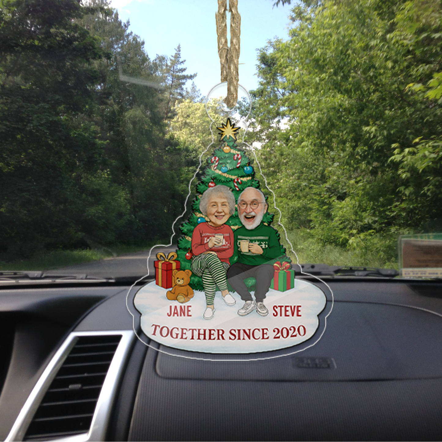 Personalized Couple Photo With Funny Face Photo Ornament, Custom Photo Together Since Christmas Ornament, Photo Gift For Anniversary