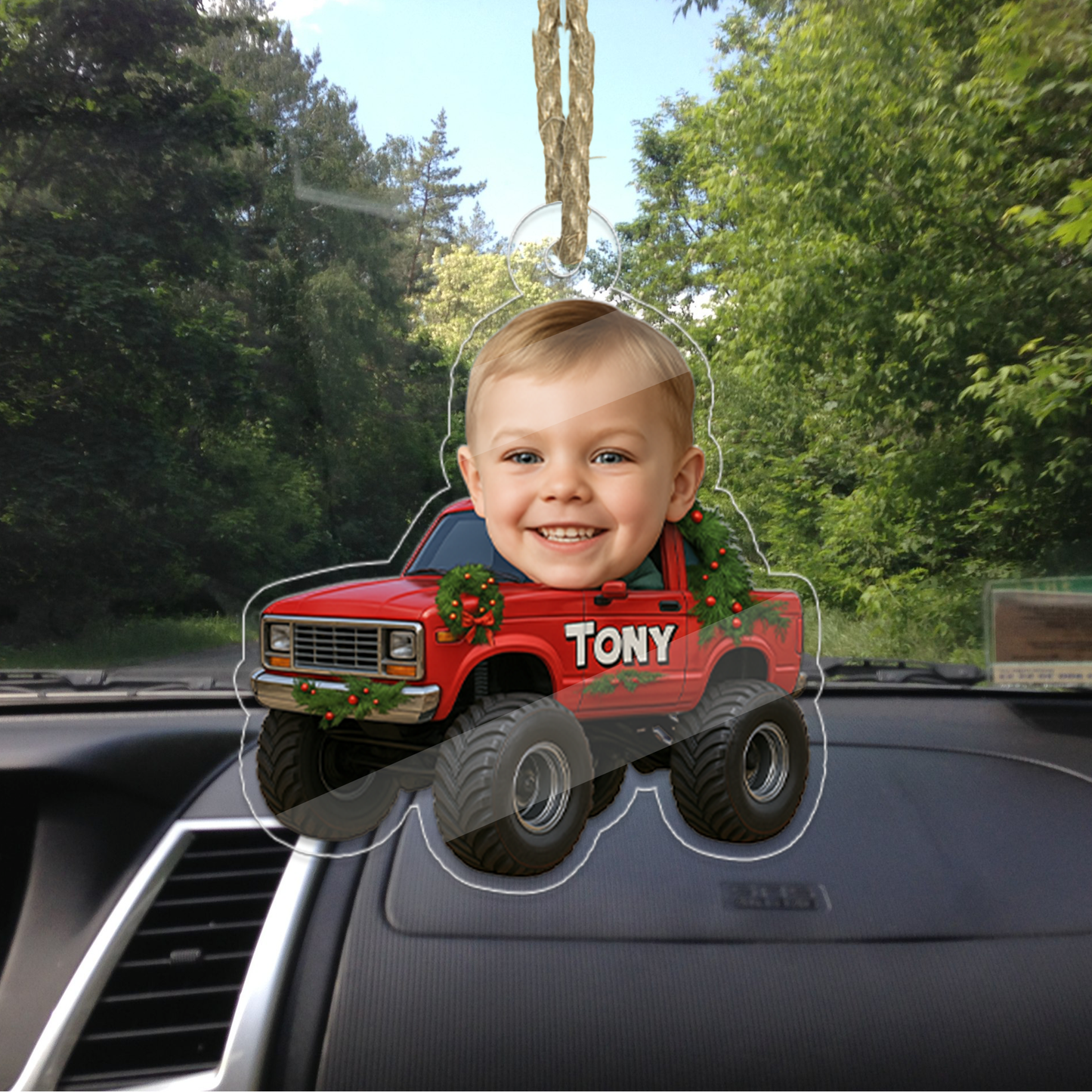 Custom Photo Drive Truck Car Acrylic Ornament, Funny Christmas Ornament, Custom Face Picture Ornament, Christmas Tree Decor