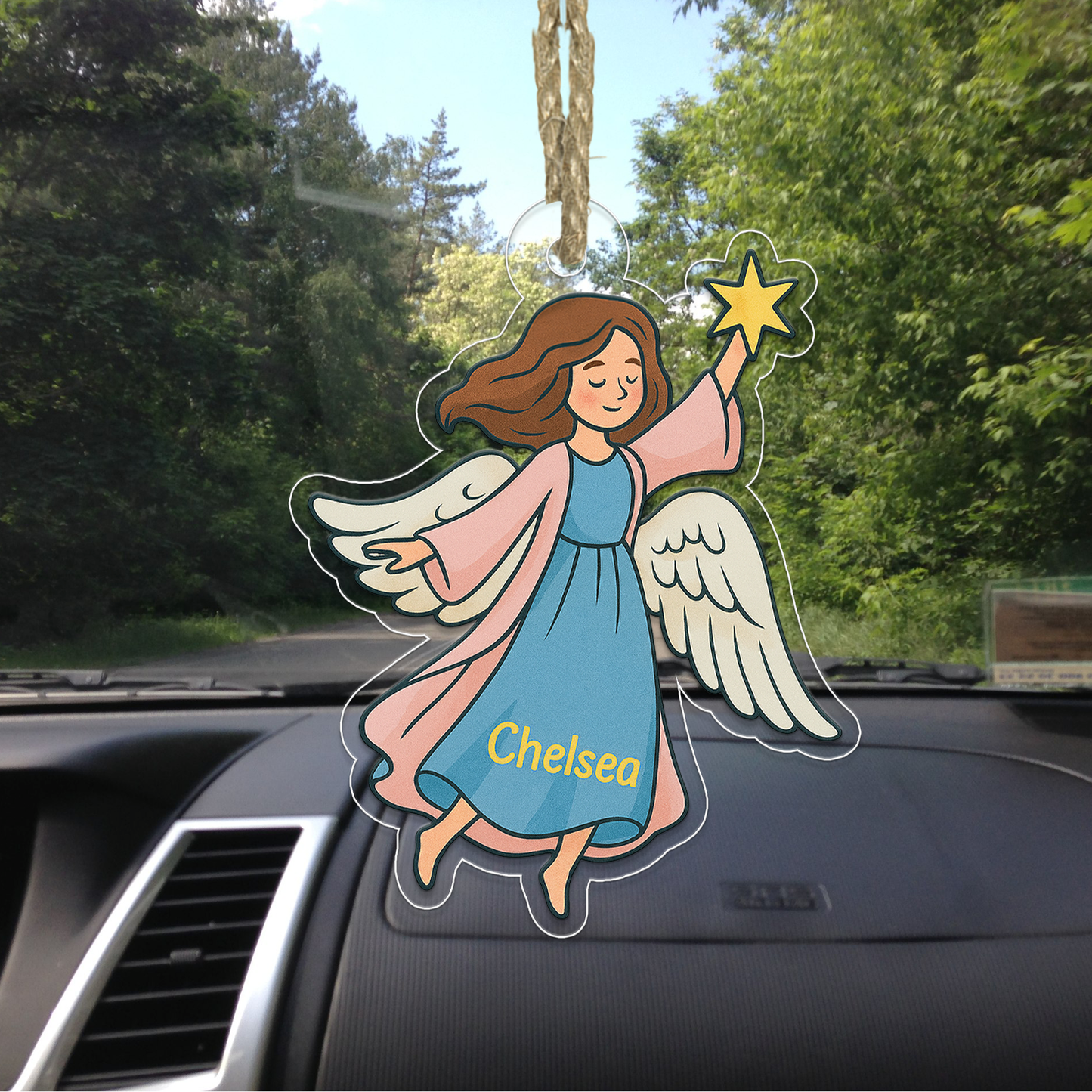 Personalized Angel With Star Ornament, Custom Name Christmas Ornament, Baptism Gift, Nativity Ornament, Christmas Home Decor, Xmas Gift