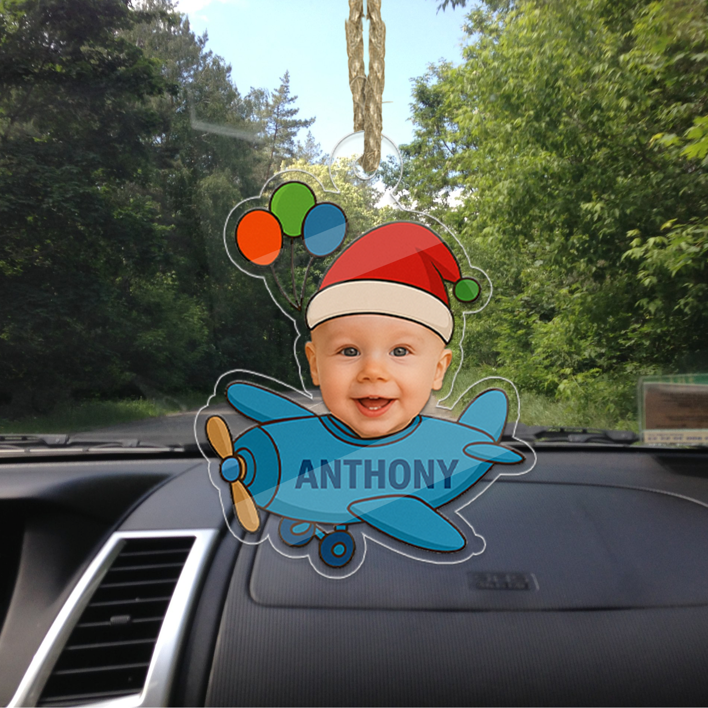 Custom Photo Kids Airplane Ornament, Personalized Portrait Pilot Ornament, Photo Car Ornament, Custom Baby Gift, Funny Ornament