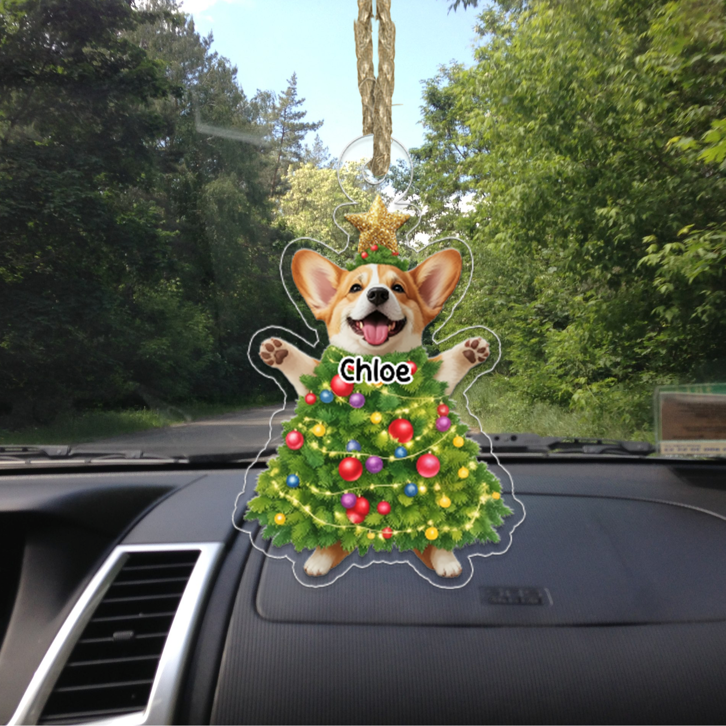 Custom Photo And Name Dog Xmas Tree