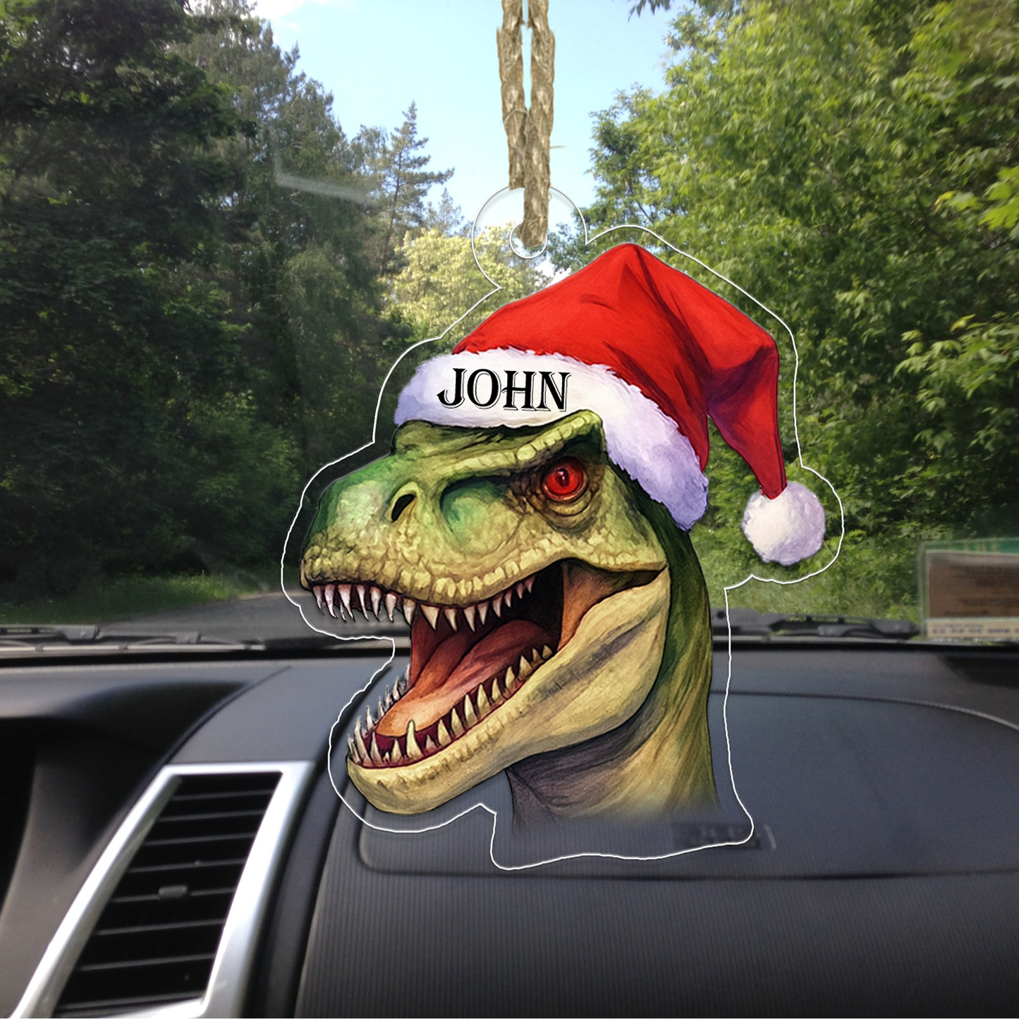 Custom Name Dinosaur Santa Xmas