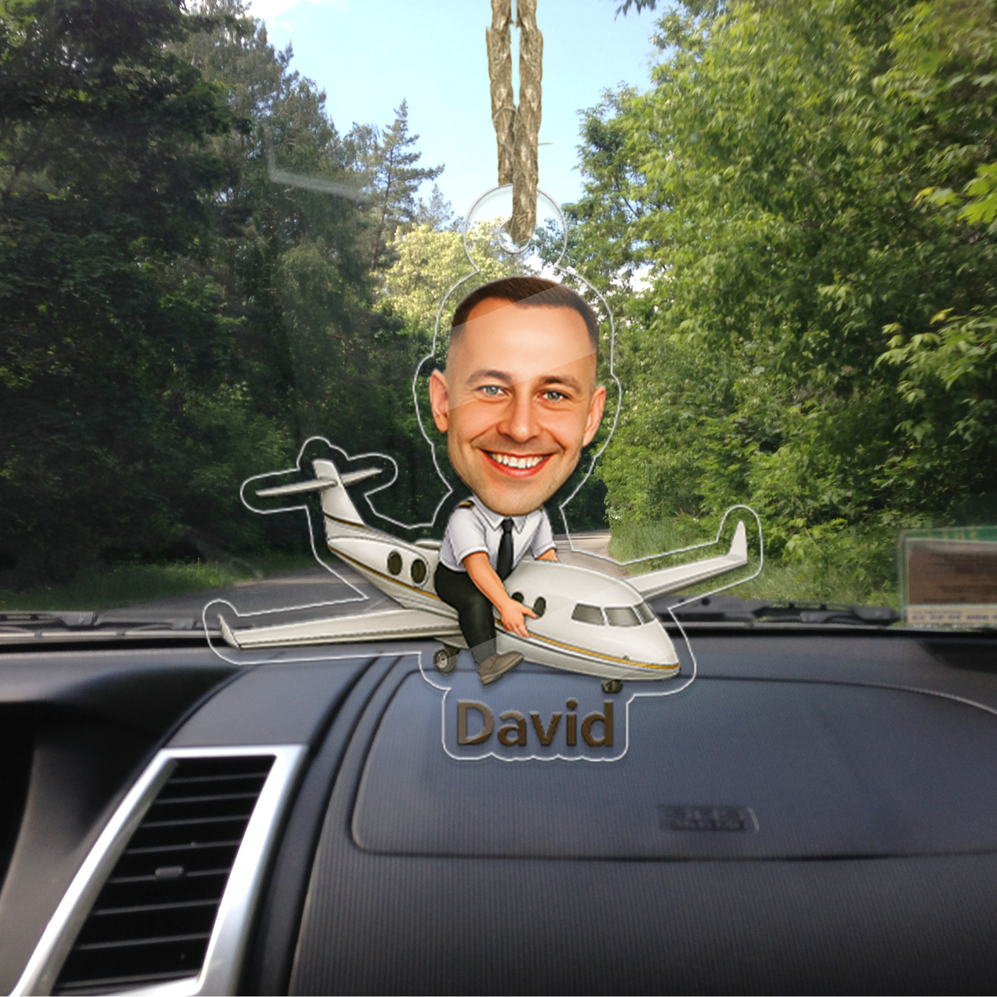 Personalized Portrait Airplane Pilot Ornament, Photo Car Ornament, Funny Ornament, Aviation Gifts, Pilot Gift