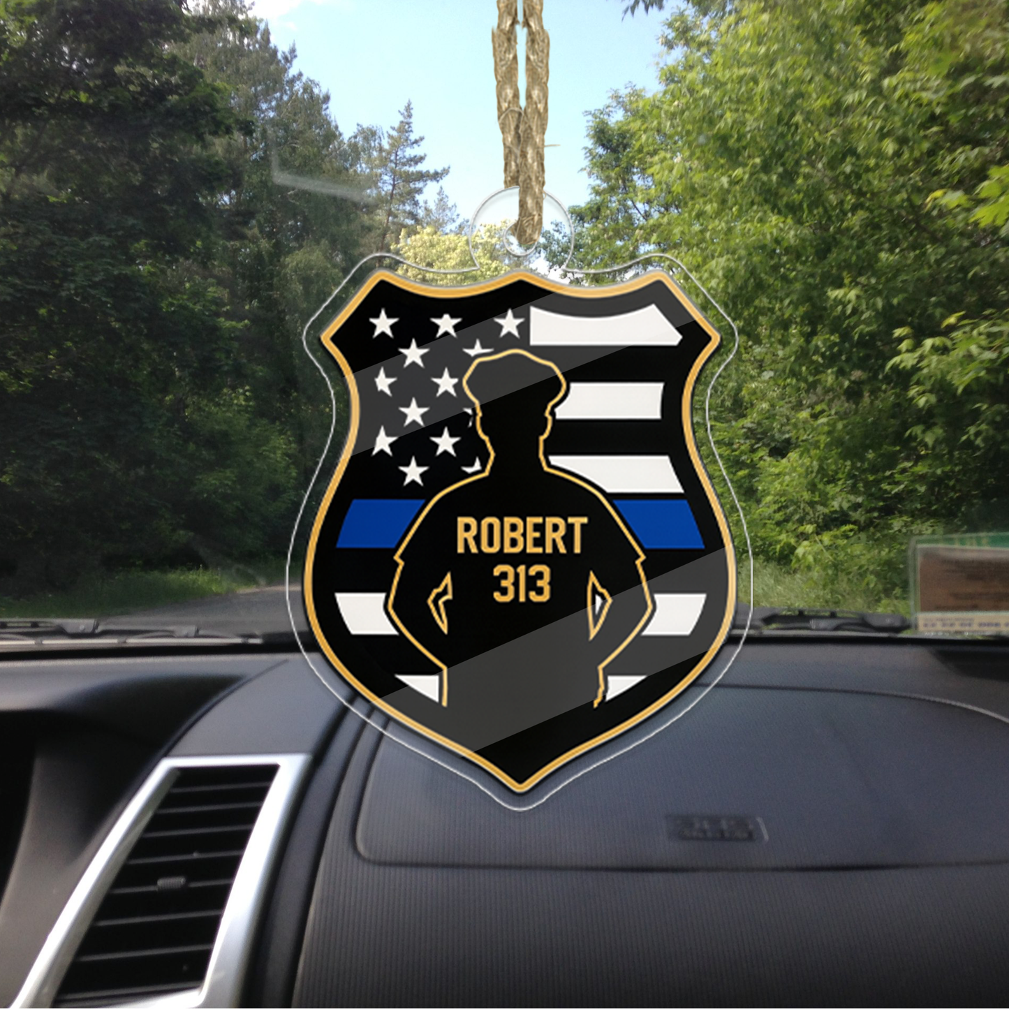 Custom Policeman Christmas Tree Ornament, Police Officer Christmas Decor, Gift for Dad, Husband, Thin Blue Line Police Badge Ornament