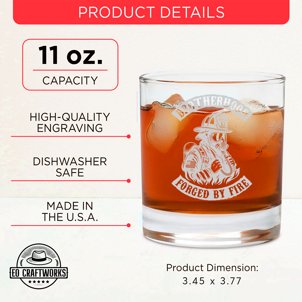 Personalized Decanter Set Brotherhood Forged By Fire, Gift For Fireman Decanter With Whiskey Glasses Set, First Responder Gift TNN023