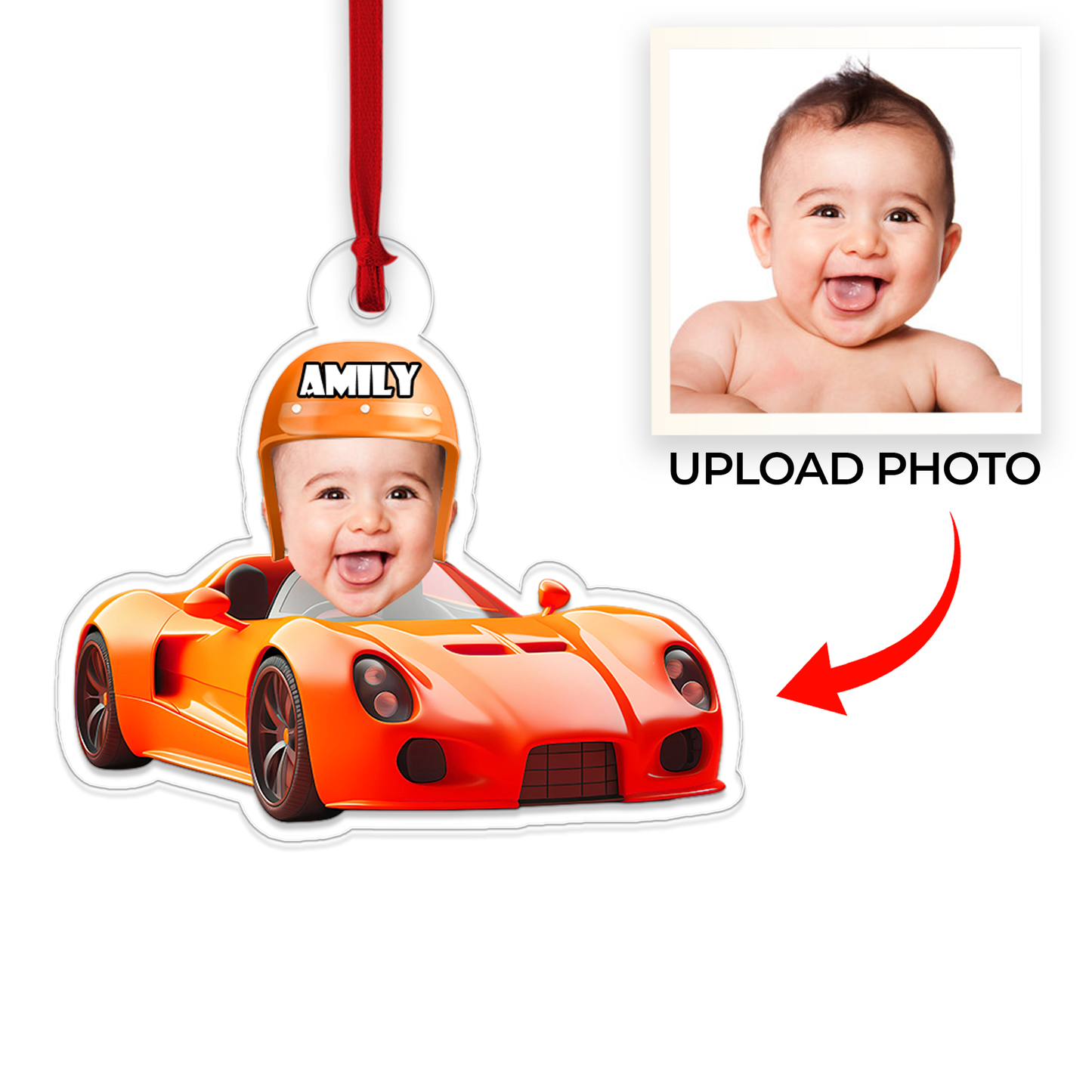 Custom Photo Baby With Car Xmas