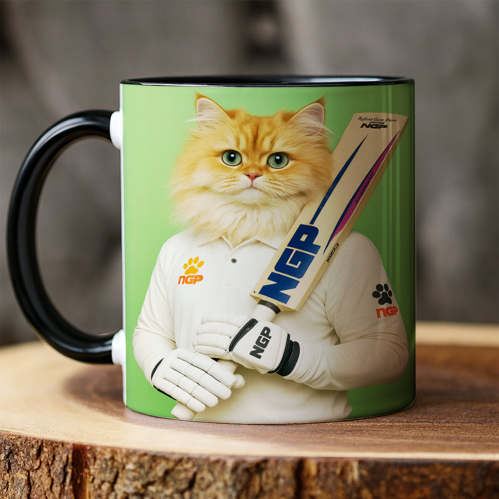 Custom Photo Cricketer Cat Mug Gift For Cat Lovers