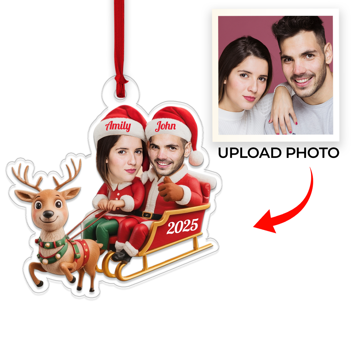 Custom Photo Couple Reindeer
