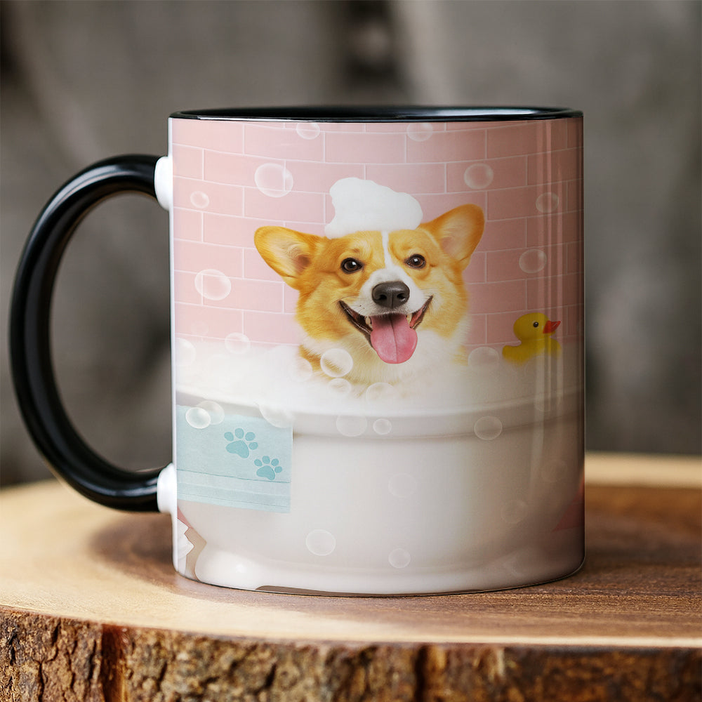 Custom Photo Dog In Bath Mug Gift For Dog Lovers