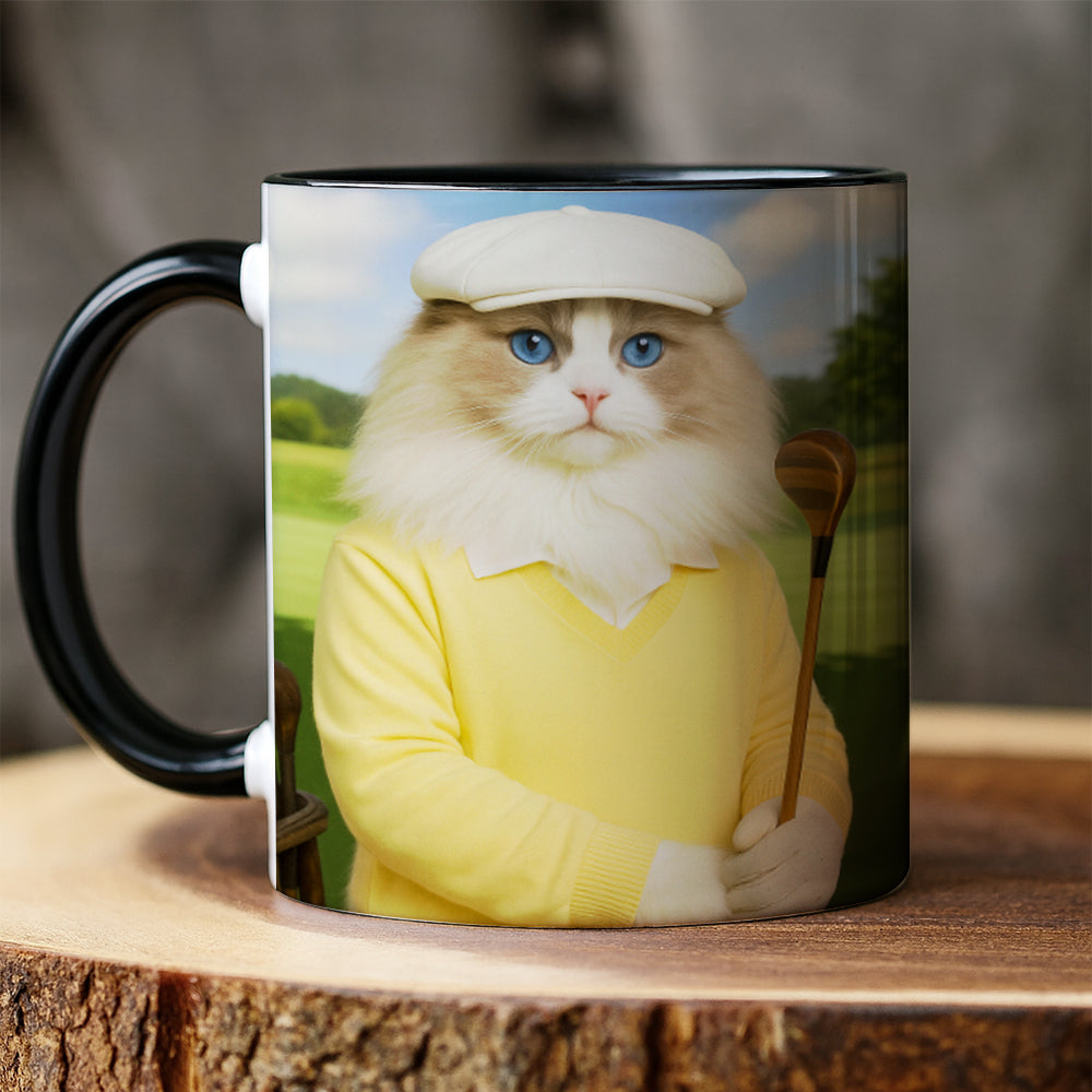 Custom Photo Golfer Cat Mug Gift For Cat Lovers