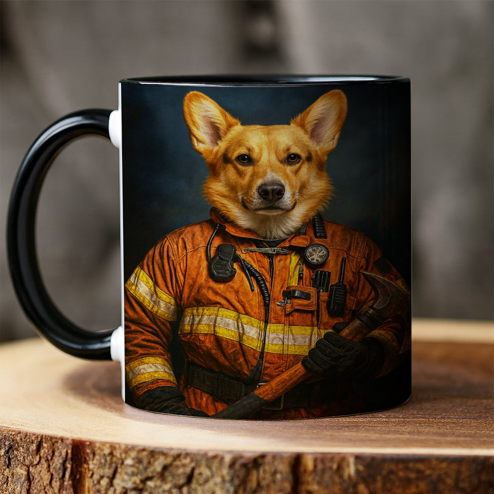 Custom Dog Photo Firefighter Mug _ Gift For Dog Lovers