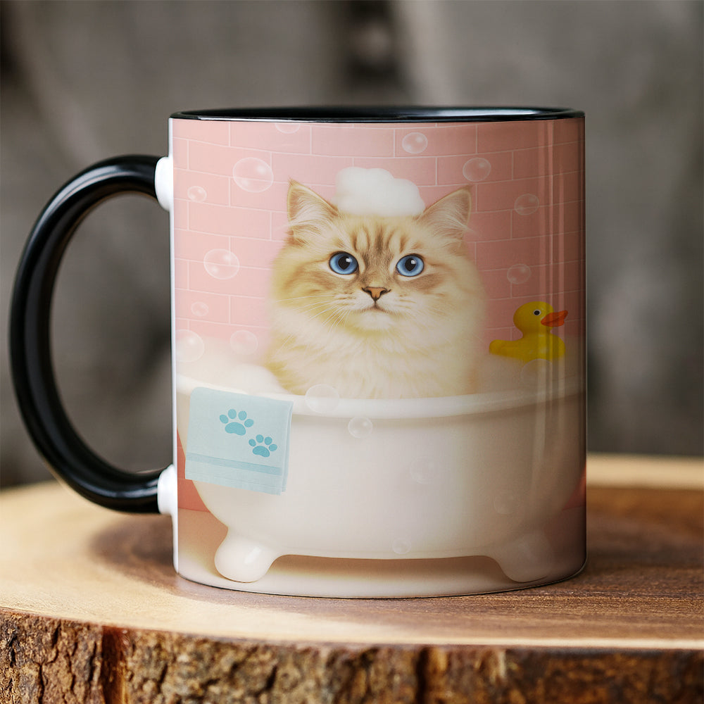 Custom Photo Cat In Bath Mug Gift For Cat Lovers