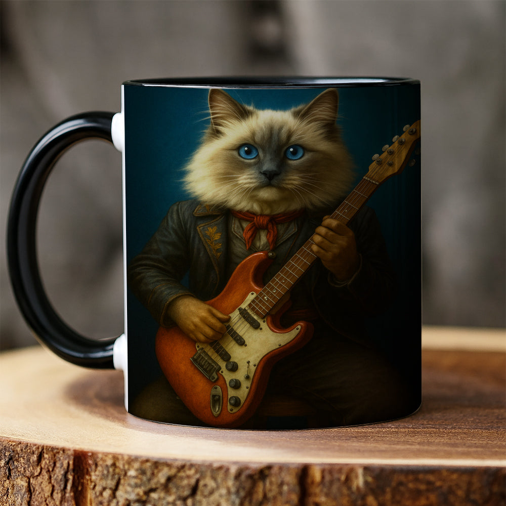 Custom Photo Cat Rock n Roll Mug Gift For Cat Lovers