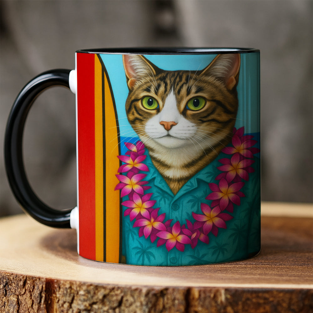 Custom Photo Surfer Cat MugGift For Cat Lovers
