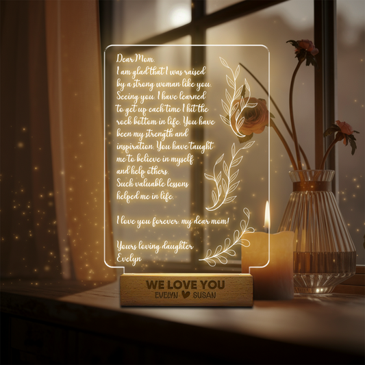 Aeluxlas Personalized Hand-Written Letter Night Light - Mother's Day Gift Ideas - Mothers Day Gift - Gift for Mom - Grandma Nana Mommy Birthday Gifts
