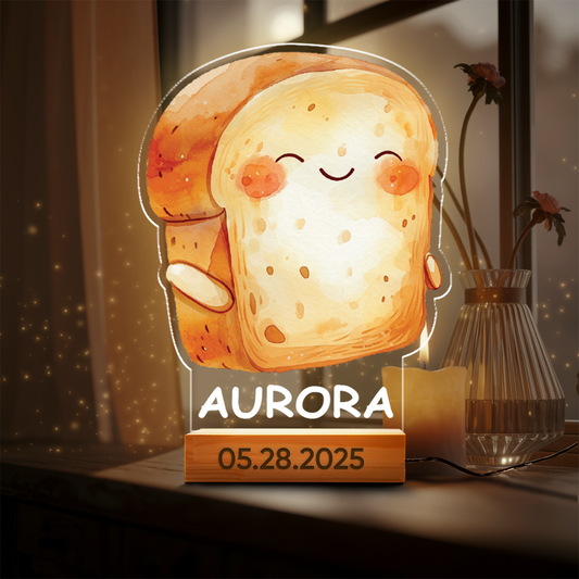 Aeluxlas Personalized Cute Bread Night Light, Personalized Acrylic Light, Bread Decor, Baby Shower Gift