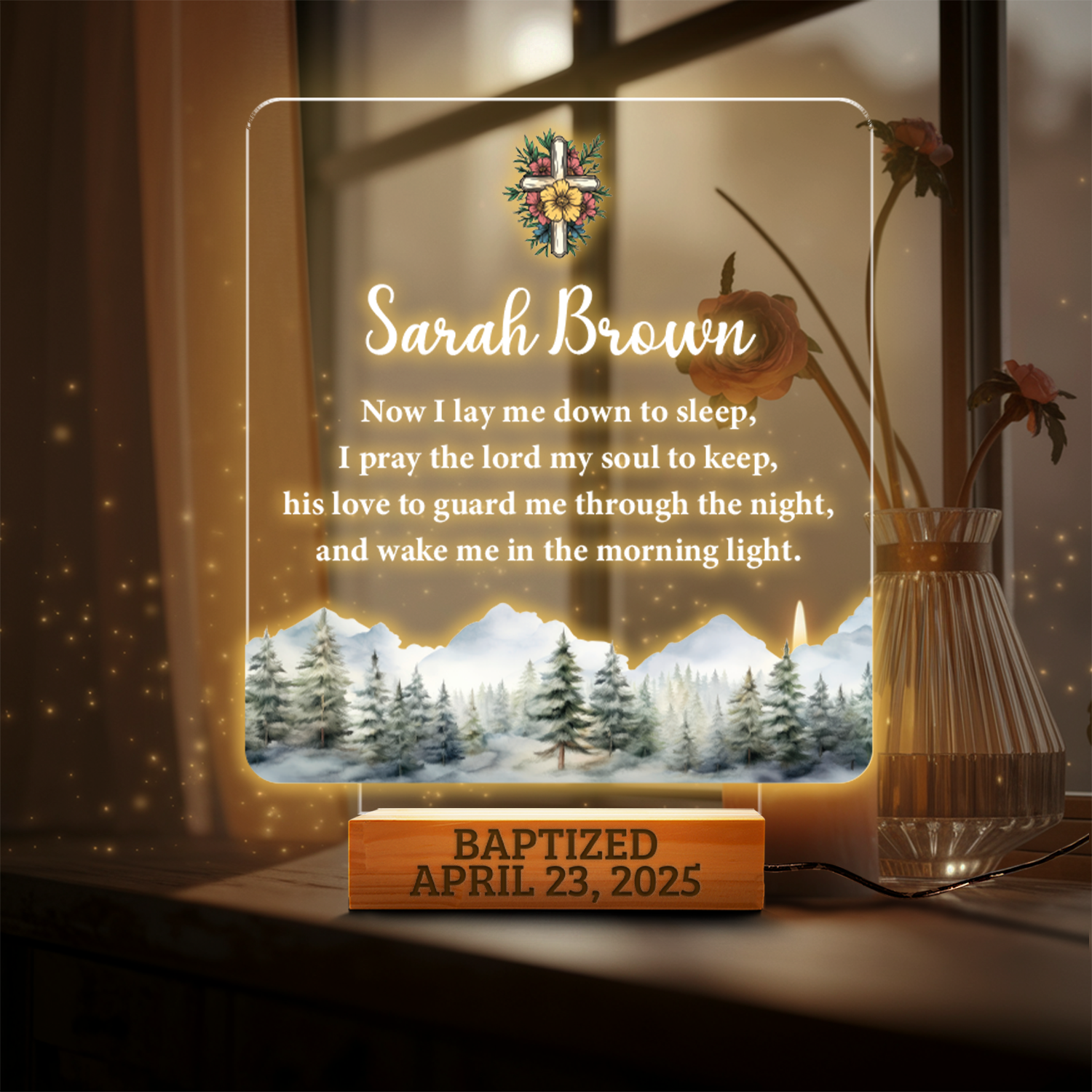 Aeluxlas Baptism Night Light, Custom Baby Night Lamp, Baptism Gift, Baby Gift Personalized, Baby Boy Gift, Nursery Decor, Dedicated Gift