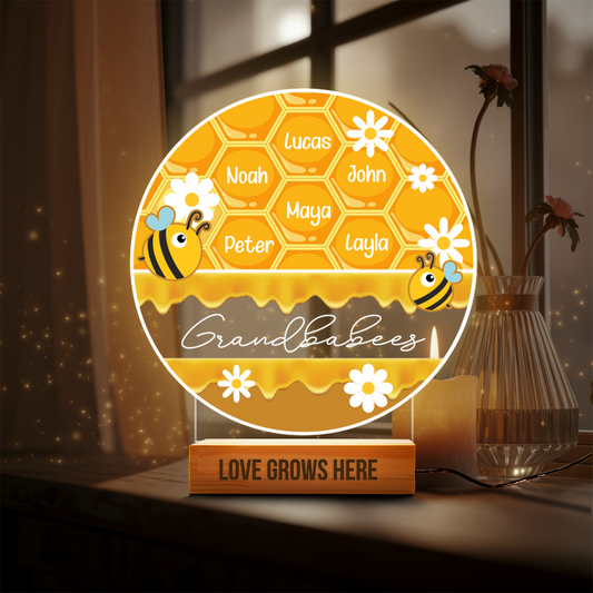 Aeluxlas Personalized Gifts For Grandma From Grandkids Night Light, Grandbabies Honey Sign, Custom Bee Family Gift For Grandma, Grandma Gifts