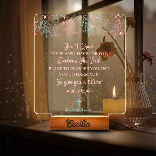 Aeluxlas Personalized Bible Verses Night Light, Bible Verse Decor, Mother's Day Gift, First Communion, Religious Sign, Motivational Sign