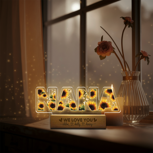 Aeluxlas Custom Kid Name Night Light for Grandma, Personalized Mother's Day Gift For Nana, Flower LED Night Light for Mama, Nana Gift Ideas